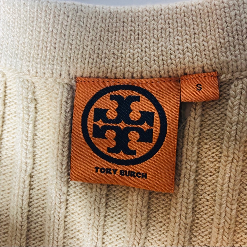 Tory Burch Ribbed Sweater Skirt cream/navy medium - Picture 4 of 9
